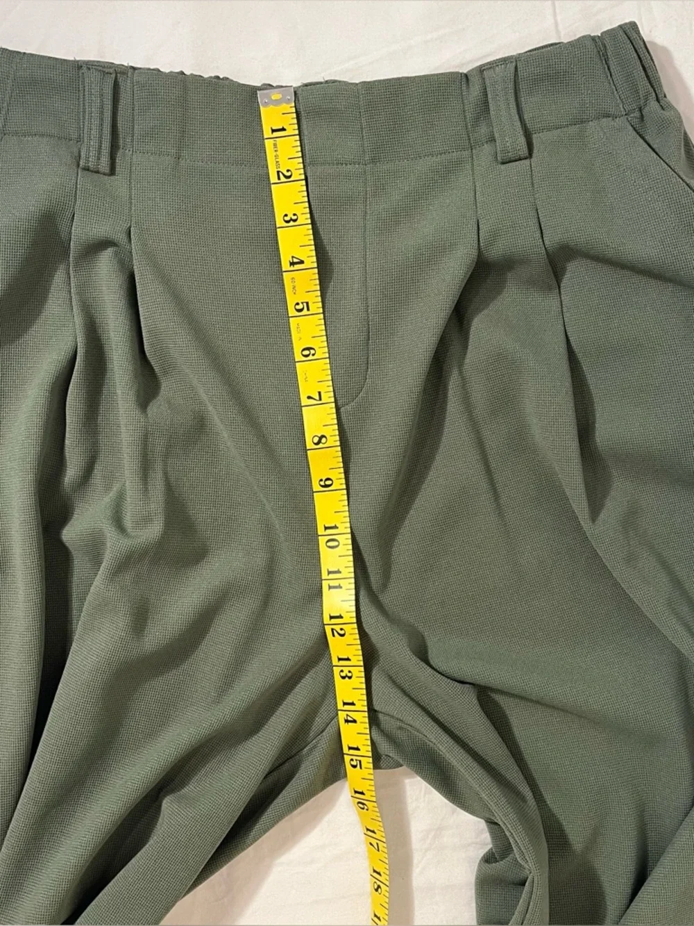 Halara Flex High Waisted Pocket Wide Leg Waffle Work Pants Olive Large - Picture 9 of 11